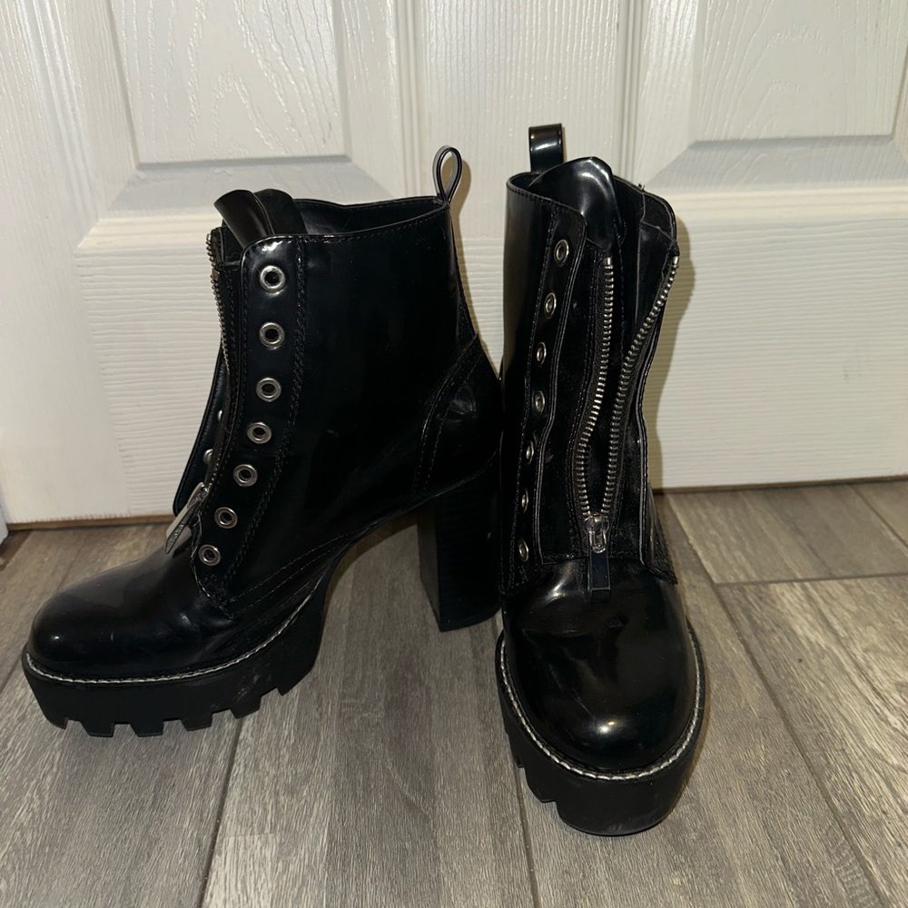 Zara Platform Patent Leather Booties